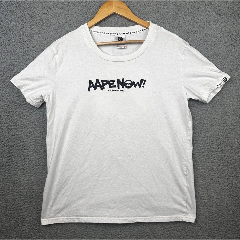 AAPE by A Bathing Ape "AAPE NOW" Graphic T Shirt Adult XL (Medium*) White S/S